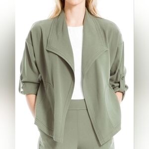 Max Studio Olive Twill Drape Front Short Jacket Sz. M